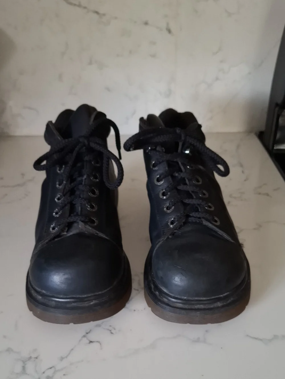 Dr. Martens Vintage Black Leather Lace-Up Work Boots Made In England